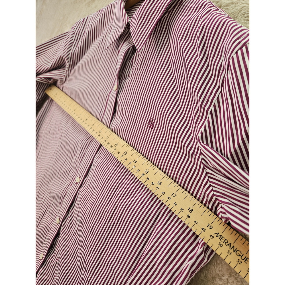 Lauren Ralph Lauren Striped Poplin Shirt 100% Cotton Vertical Stripes Logo - Picture 6 of 10